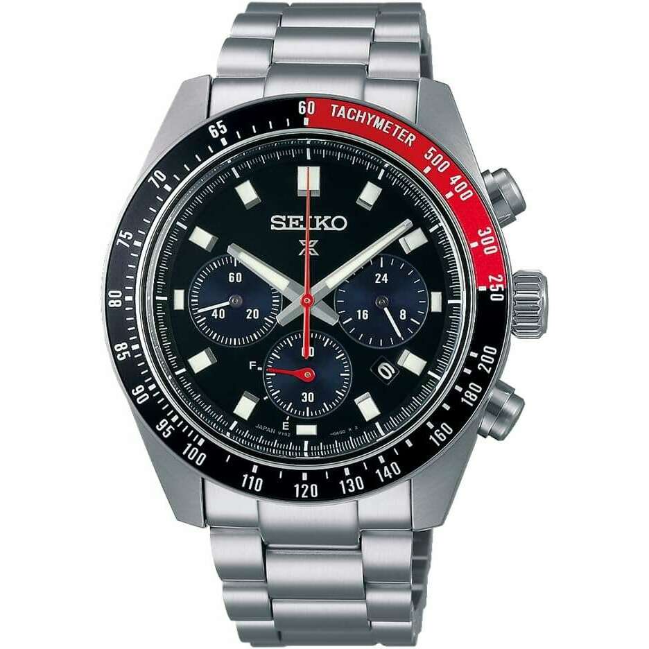 ROOK JAPAN:SEIKO PROSPEX SPEEDTIMER SOLAR CHRONOGRAPH LARGE SILVER, BLACK & RED MEN WATCH SBDL099,JDM Watch,Seiko Prospex