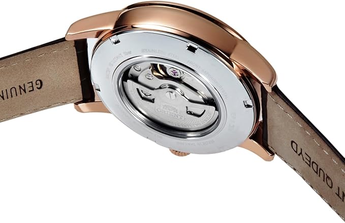 ORIENT SUN&MOON AUTOMATIC CLASSIC BROWN LEATHER STRAP PINK GOLD MEN WATCH RN-AK0002Y