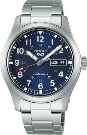 SEIKO 5 SPORTS FIELD "SPORTS STYLE" DAY-DATE SILVER & BLUE MEN WATCH SBSA113