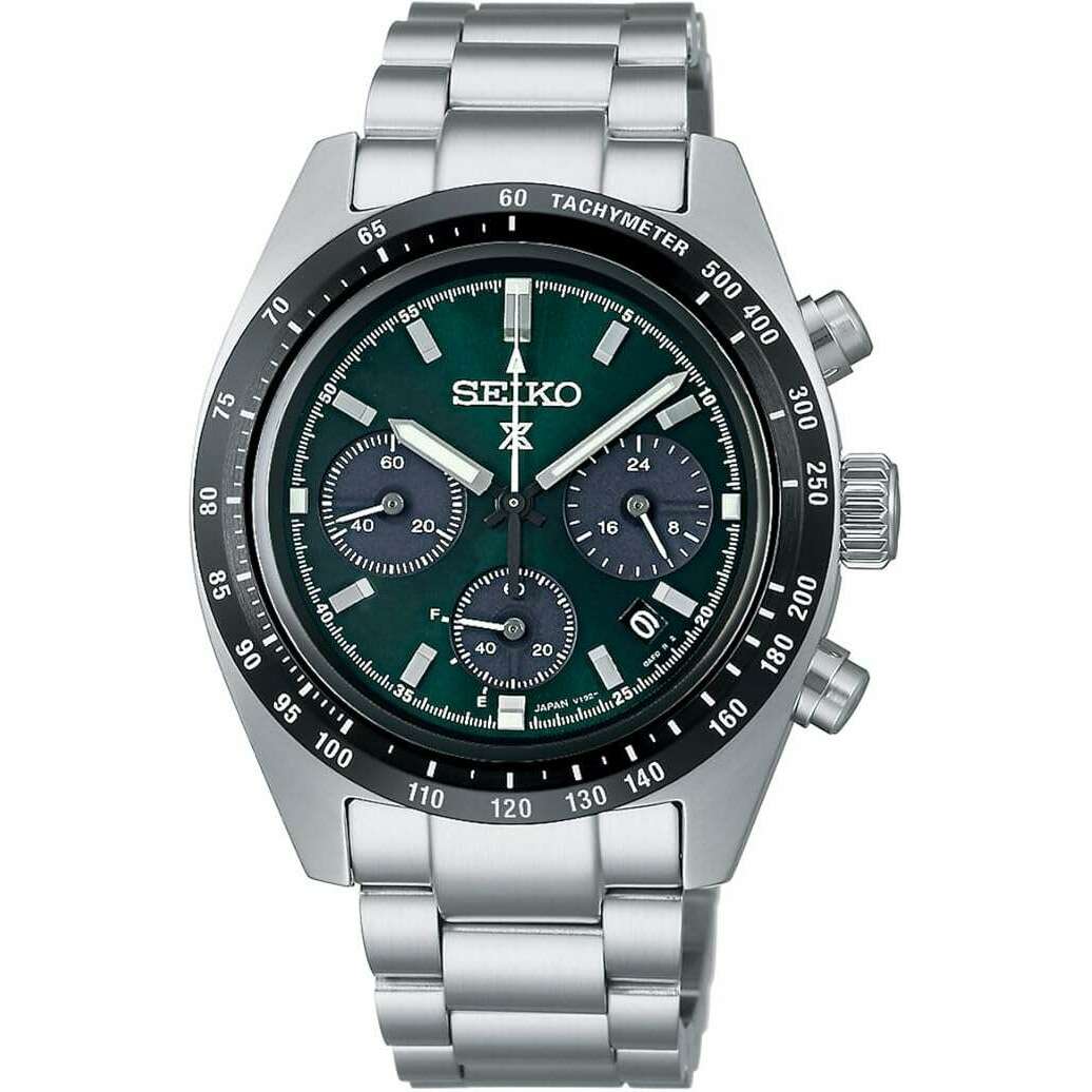 ROOK JAPAN:SEIKO PROSPEX SPEEDTIMER SOLAR CHRONOGRAPH SILVER & GREEN MEN WATCH SBDL107,JDM Watch,Seiko Prospex