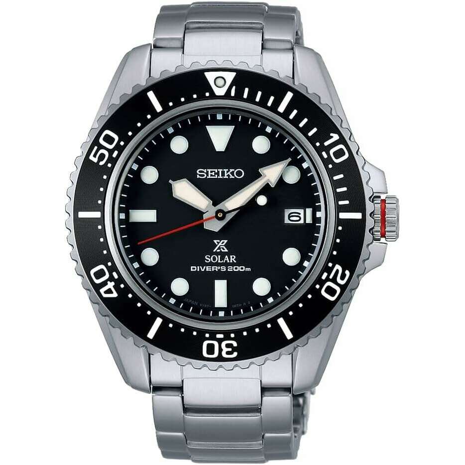 ROOK JAPAN:SEIKO PROSPEX DIVER SCUBA SOLAR SILVER STRAP BLACK DIAL MEN WATCH SBDJ051,JDM Watch,Seiko Prospex