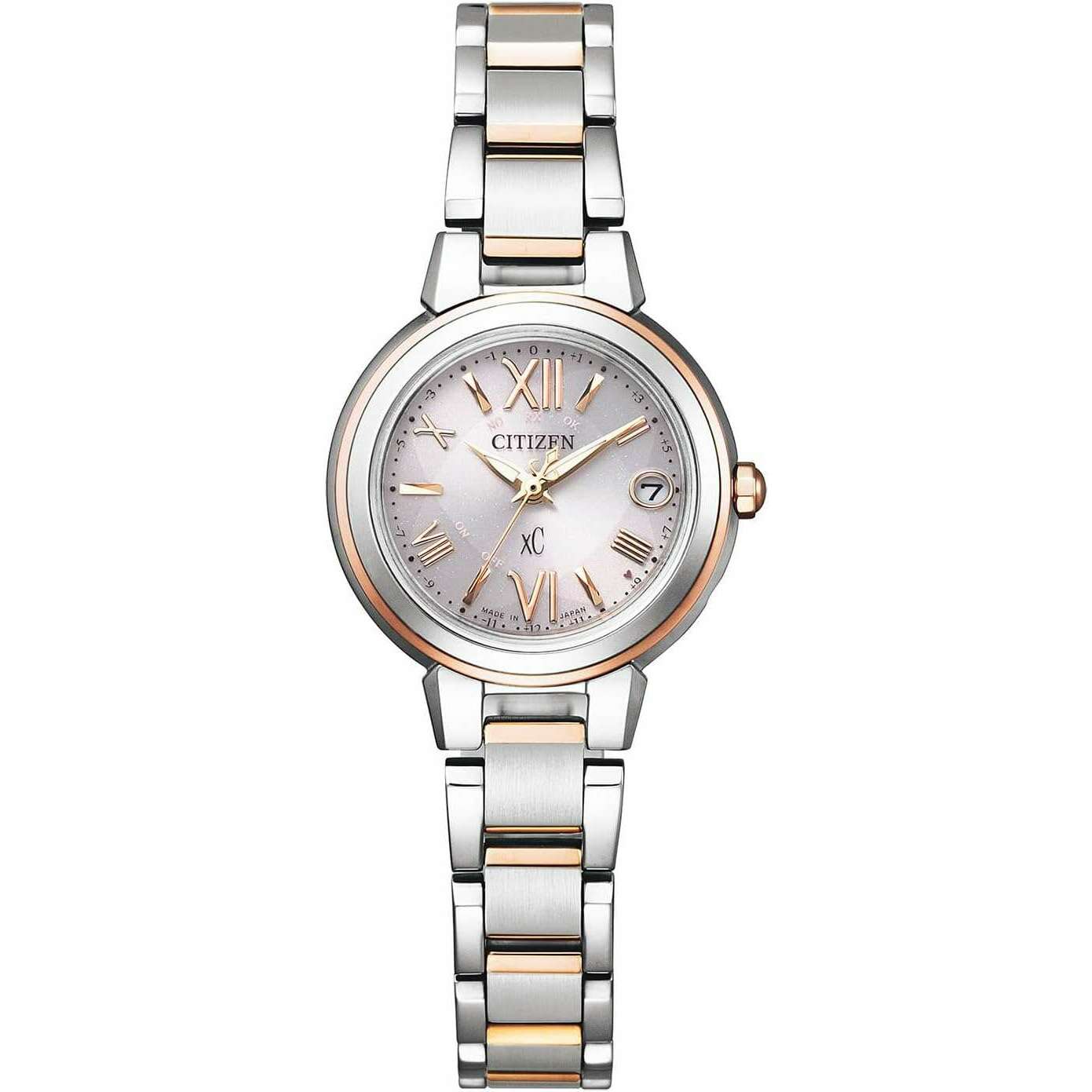 ROOK JAPAN:CITIZEN XC BASIC COLLECTION ECO-DRIVE RADIO SOLAR SILVER & PINK LADIES WATCH ES9434-53W,JDM Watch,Citizen xC