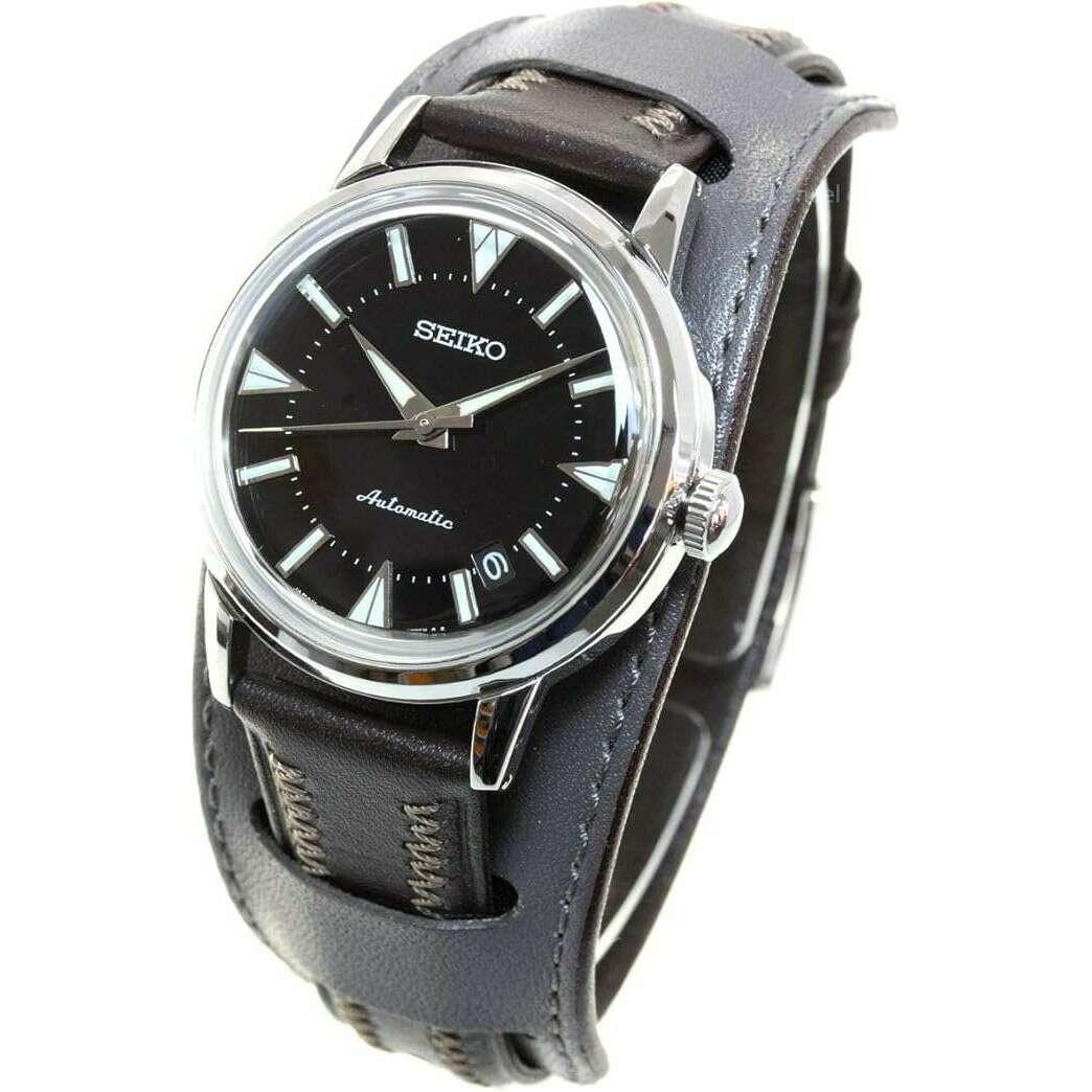 SEIKO PROSPEX AUTOMATIC BLACK DIAL BROWN LEATHER STRAP MEN WATCH 