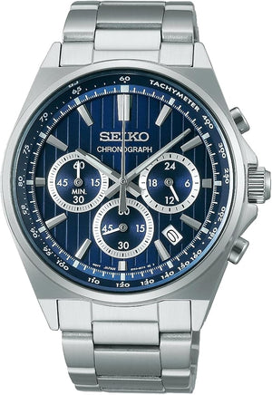 SEIKO SELECTION S SERIES STAINLESS STEEL CHRONOGRAPH SILVER & BLUE MEN WATCH SBTR033