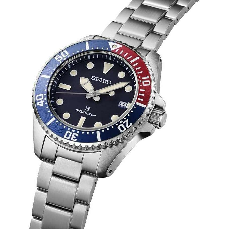 ROOK JAPAN:SEIKO PROSPEX DIVER SCUBA PADI SOLAR MEN WATCH SILVER STRAP PEPSI COLORS SBDJ061,JDM Watch,Seiko Prospex