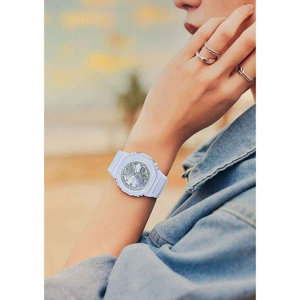 CASIO G-SHOCK ANALOG DIGITAL BLUE & SILVER LADIES WATCH GMA