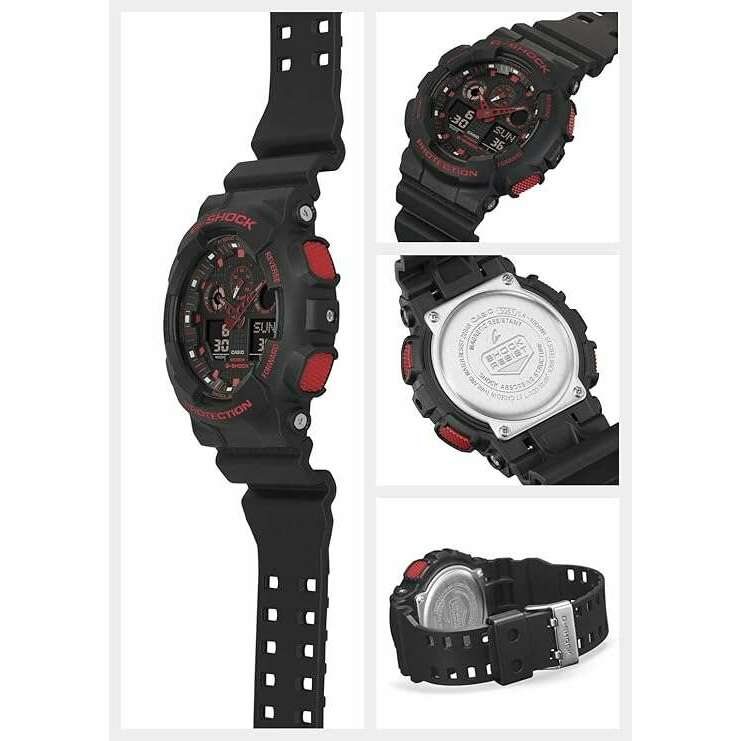 ROOK JAPAN:CASIO G-SHOCK DAY-DATE BLACK & RED ANALOG DIGITAL MEN WATCH GA-100BNR-1AJF,JDM Watch,Casio G-Shock