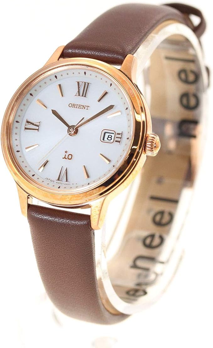 ORIENT IO SOLAR BROWN LEATHER STRAP WHITE DIAL WOMEN WATCH RN-WG0410S