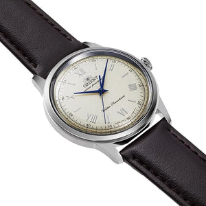 ORIENT BAMBINO SOLAR BROWN FAUX LEATHER STRAP IVORY MEN WATCH RN-WK0003G