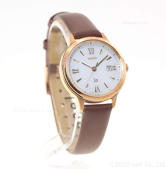 ORIENT IO SOLAR BROWN LEATHER STRAP WHITE DIAL WOMEN WATCH RN-WG0410S