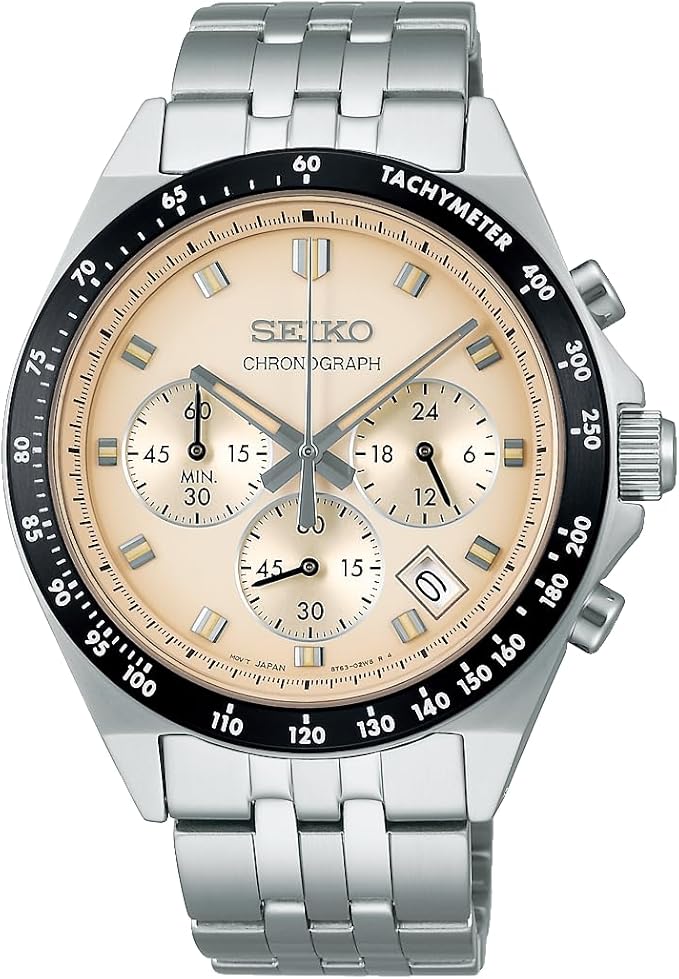 SEIKO SELECTION S SERIES NEO VINTAGE CHRONOGRAPH SILVER & IVORY MEN WATCH SBTR045