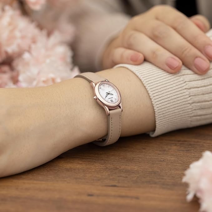 SEIKO SELECTION 2025 SAKURA BLOOMING LIMITED EDITION BEIGE LEATHER WOMEN WATCH SWFA208