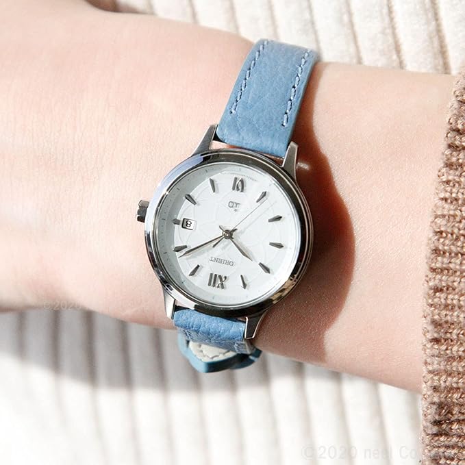 ORIENT IO NATURAL & PLAIN SOLAR BLUE LEATHER STRAP WOMEN WATCH RN-WG0417S