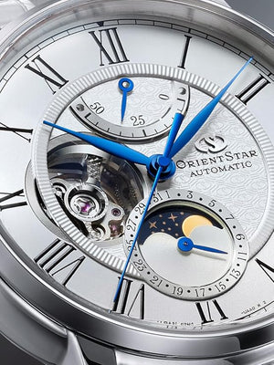 ORIENT STAR MOON PHASE AUTOMATIC INTERCHANGEABLE STRAP M45 F7 MEN WATCH RK-BT0001S