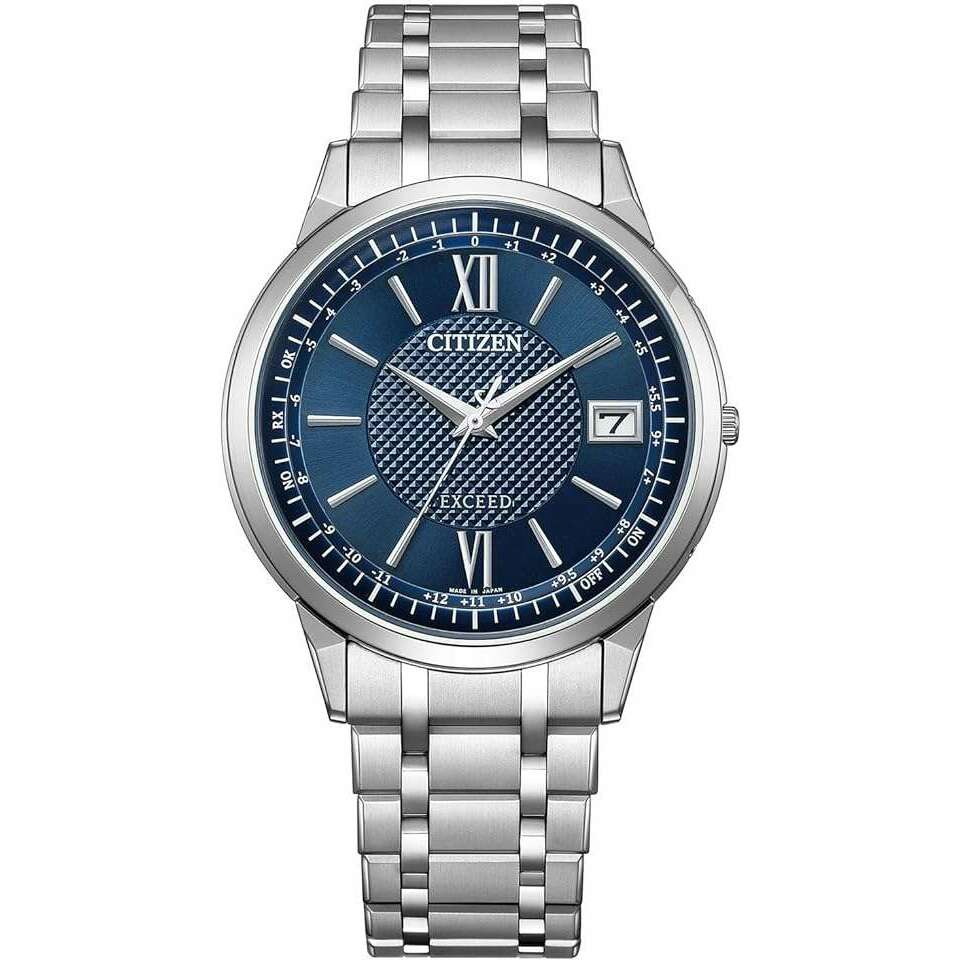 ROOK JAPAN:CITIZEN EXCEED ECO-DRIVE RADIO CONTROLLED SOLAR SILVER & NAVY MEN WATCH CB1140-61L,JDM Watch,Citizen Exceed