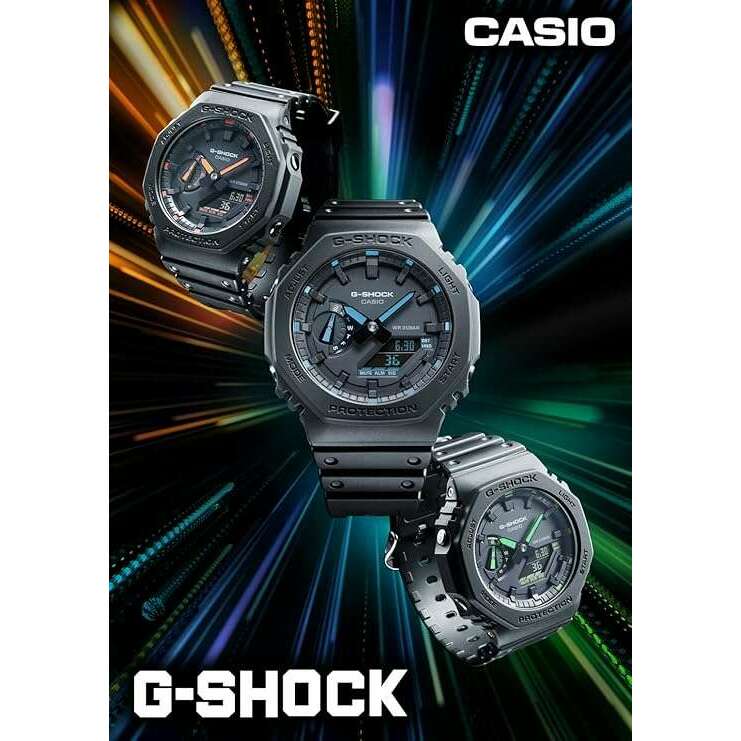 ROOK JAPAN:CASIO G-SHOCK NEON ACCENT SERIES BLACK & ORANGE MEN WATCH GA-2100-1A4JF,JDM Watch,Casio G-Shock