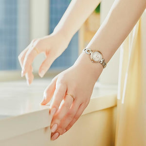 SEIKO SELECTION S SERIES SOLAR SILVER & PINK GOLD WOMEN WATCH SWFA210