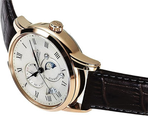 ORIENT SUN&MOON AUTOMATIC CLASSIC LEATHER STRAP PINK GOLD & WHITE MEN WATCH RN-AK0001S