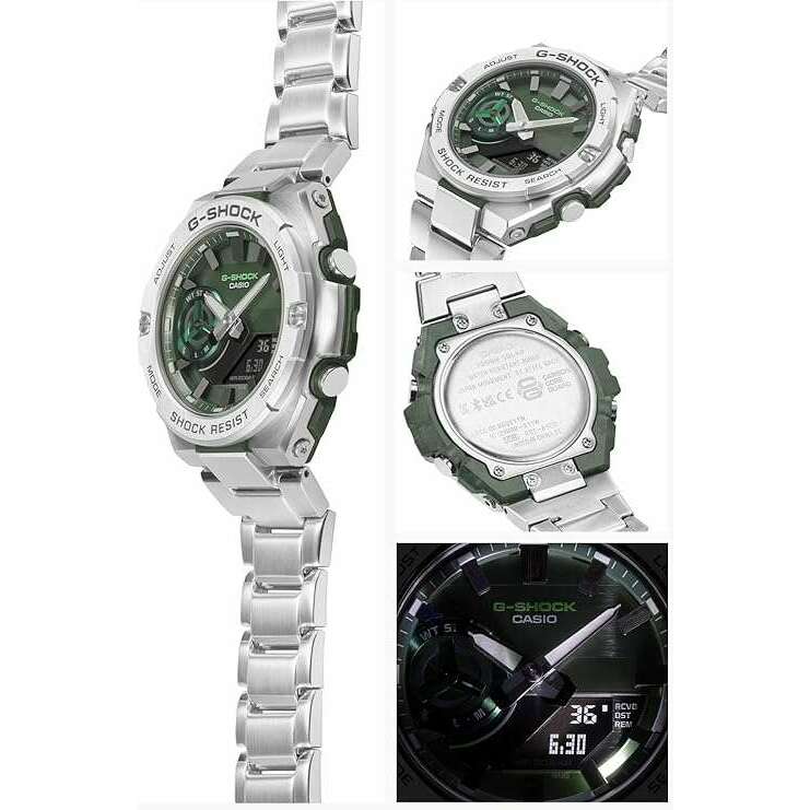 ROOK JAPAN:CASIO G-SHOCK G-STEEL BLUETOOTH SILVER & GREEN MEN WATCH GST-B500AD-3AJF,JDM Watch,Casio G-Shock