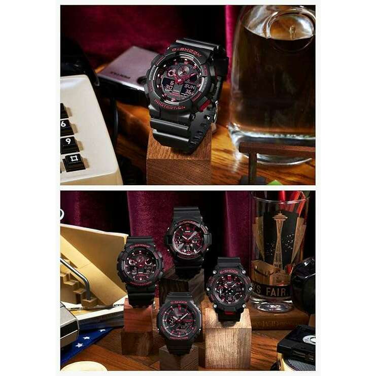 ROOK JAPAN:CASIO G-SHOCK DAY-DATE BLACK & RED ANALOG DIGITAL MEN WATCH GA-100BNR-1AJF,JDM Watch,Casio G-Shock