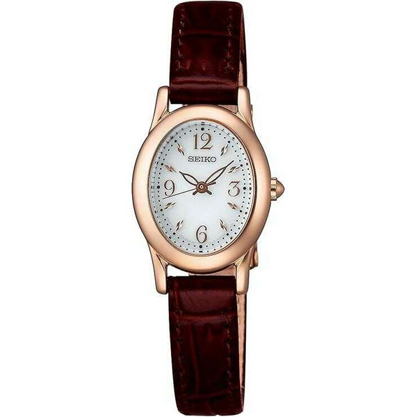 SEIKO SELECTION TISSE SOLAR BROWN LEATHER STRAP OVAL DIAL WOMEN