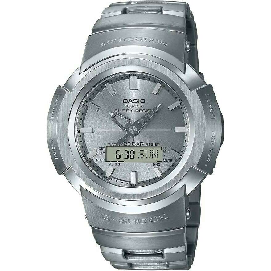 CASIO G-SHOCK FULL METAL RADIO SOLAR SILVER ANALOG DIGITAL MEN