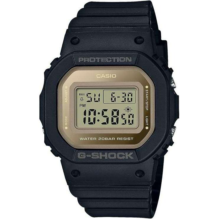 CASIO G-SHOCK MID-SIZE MODEL BLACK & GOLD DIGITAL UNISEX WATCH GMD