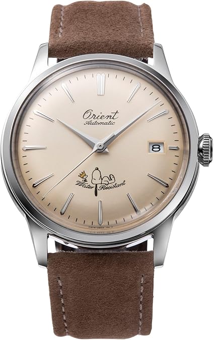 ORIENT BAMBINO AUTOMATIC PEANUTS COLLAB CREAM YELLOW MEN WATCH (150 LIMITED) RN-AC0M17G