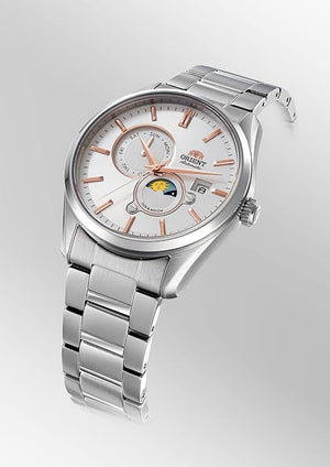 ORIENT SUN&MOON AUTOMATIC CONTEMPORARY WHITE SILVER MEN WATCH RN-AK0301S