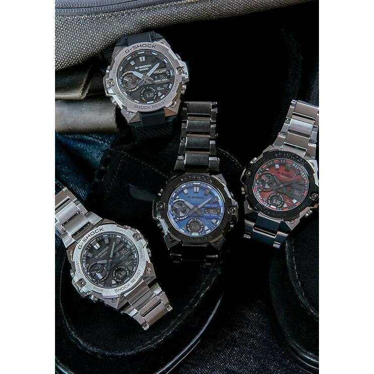 ROOK JAPAN:CASIO G-SHOCK G-STEEL SMARTPHONE-LINKED CARBON CORE GUARD SILVER & RED MEN WATCH GST-B400AD-1A4JF,JDM Watch,Casio G-Shock