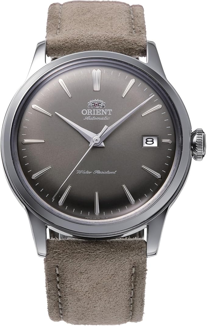 ORIENT BAMBINO CLASSIC LEATHER STRAP BROWN & IRON GREY MEN WATCH RA-AC0M13N