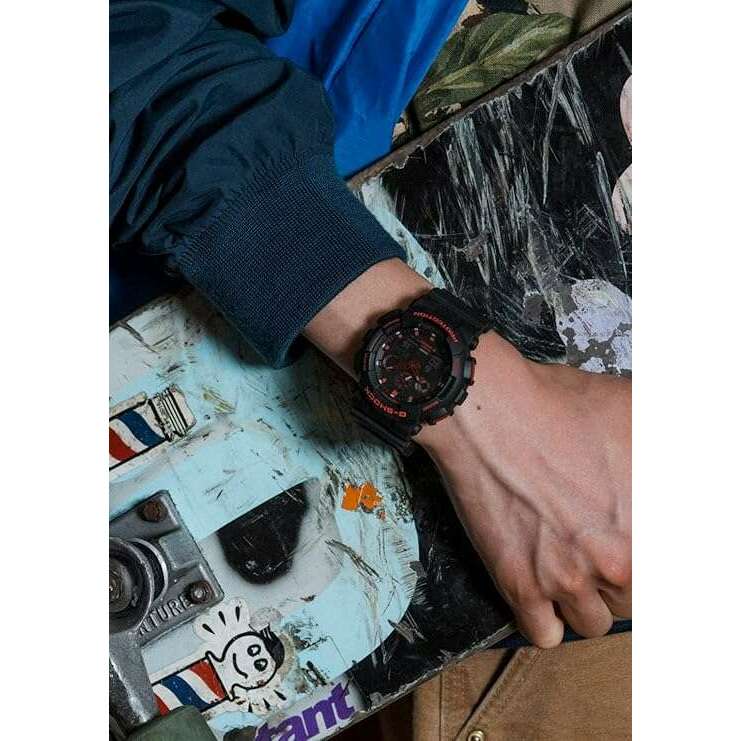 ROOK JAPAN:CASIO G-SHOCK DAY-DATE BLACK & RED ANALOG DIGITAL MEN WATCH GA-100BNR-1AJF,JDM Watch,Casio G-Shock