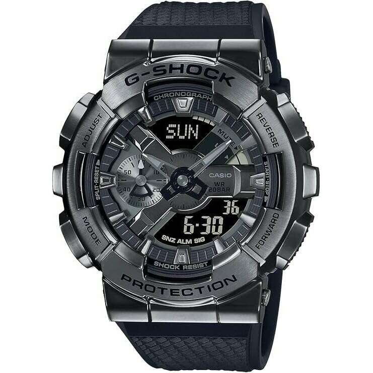 ROOK JAPAN:CASIO G-SHOCK METAL COVERED ANALOG DIGITAL DIAL ALL BLACK MEN WATCH GM-110BB-1AJF,JDM Watch,Casio G-Shock