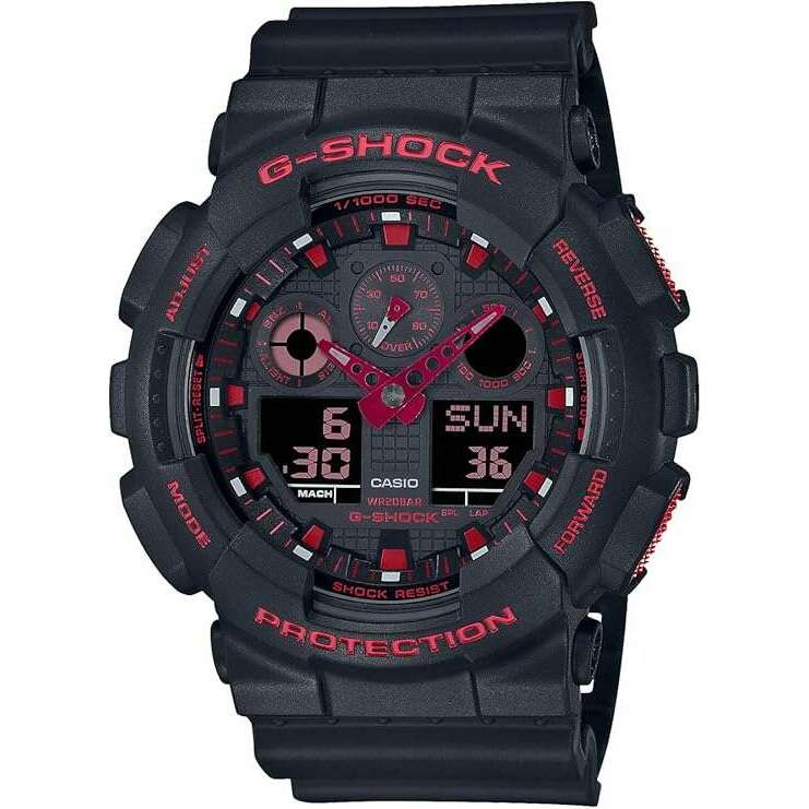 ROOK JAPAN:CASIO G-SHOCK DAY-DATE BLACK & RED ANALOG DIGITAL MEN WATCH GA-100BNR-1AJF,JDM Watch,Casio G-Shock