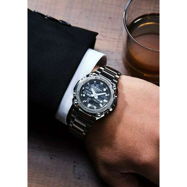CASIO G-SHOCK G-STEEL BLUETOOTH SOLAR SILVER & BLACK MEN WATCH GST