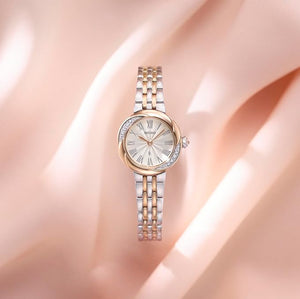 SEIKO LUKIA GROW LAB-GROWN DIAMONDS SILVER & PINK GOLD WOMEN WATCH SSWA002