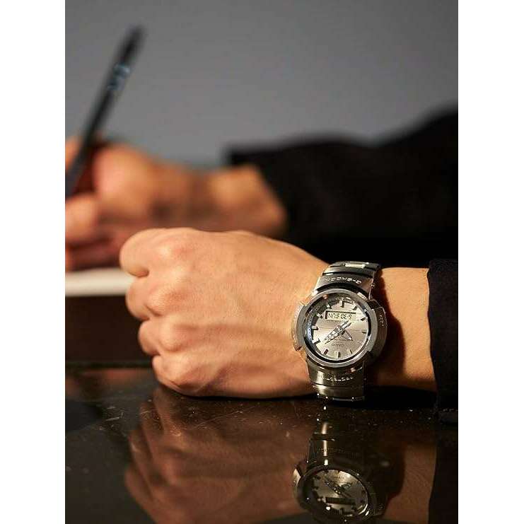 ROOK JAPAN:CASIO G-SHOCK FULL METAL RADIO SOLAR SILVER ANALOG DIGITAL MEN WATCH AWM-500D-1A8JF,JDM Watch,Casio G-Shock