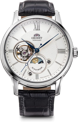 ORIENT SUN&MOON AUTOMATIC CLASSIC WHITE SILVER MEN WATCH RN-AS0003S