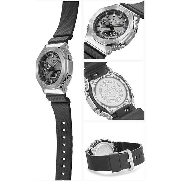 CASIO G-SHOCK METAL COVERED ANALOG DIGITAL DIAL BLACK & SILVER MEN