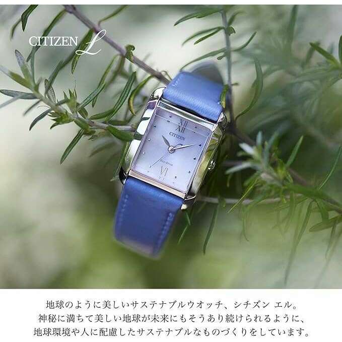 ROOK JAPAN:CITIZEN ECO-DRIVE SILVER & BLUE STRAP SQUARE MODEL LADIES WATCH EW5590-62A,JDM Watch,The Citizen