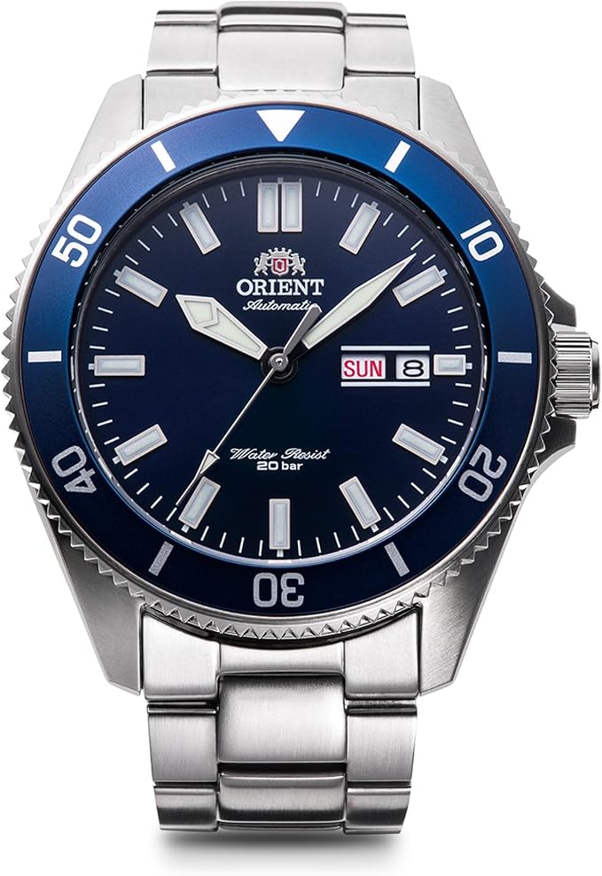 ORIENT MAKO DIVER WATCH AUTOMATIC SILVER & NAVY BLUE MEN WATCH RN-AA0007L