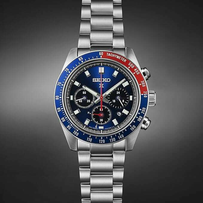ROOK JAPAN:SEIKO PROSPEX SPEEDTIMER SOLAR CHRONOGRAPH LARGE SILVER, BLUE & RED MEN WATCH SBDL097,JDM Watch,Seiko Prospex