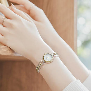 SEIKO SELECTION S SERIES SOLAR SILVER & YELLOW GOLD WOMEN WATCH SWFA212