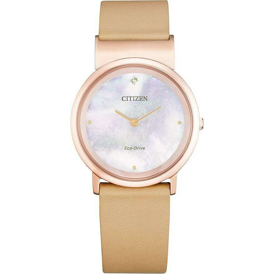ROOK JAPAN:CITIZEN L AMBILUNA ECO-DRIVE BEIGE RESIN STRAP PEARLY DIAL LADIES WATCH EG7079-10Y,JDM Watch,Citizen L