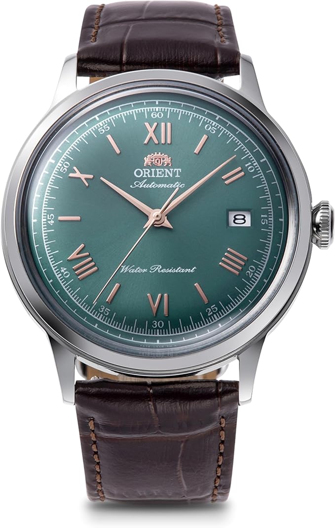 ORIENT BAMBINO AUTOMATIC LEATHER STRAP GREEN DIAL MEN WATCH RN-AC0023E