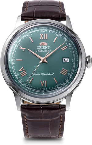 ORIENT BAMBINO AUTOMATIC LEATHER STRAP GREEN DIAL MEN WATCH RN-AC0023E