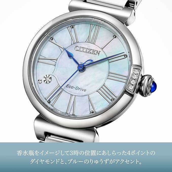 ROOK JAPAN:CITIZEN L ECO-DRIVE DIAMOND SILVER STRAP PEARL COLORED DIAL LADIES WATCH EM1060-87N,JDM Watch,Citizen L