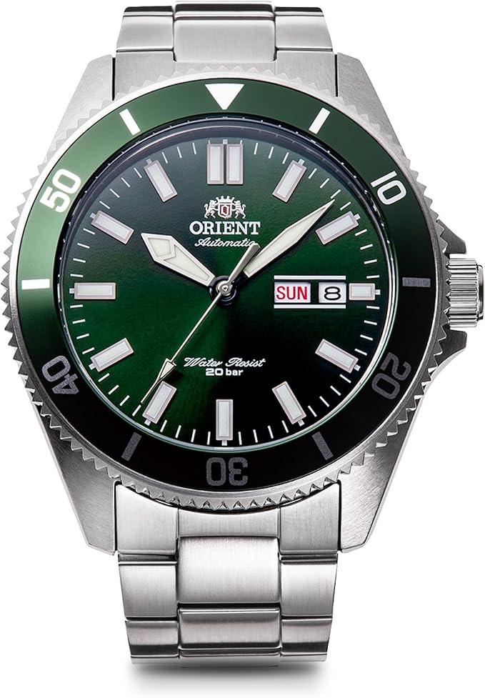 ORIENT MAKO AUTOMATIC DIVER'S SILVER & GREEN MEN WATCH RN-AA0914E