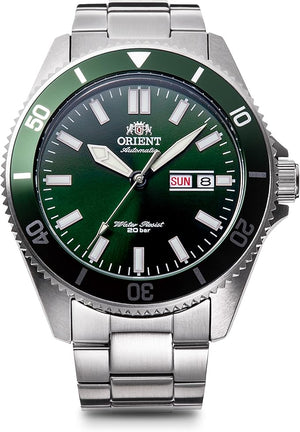 ORIENT MAKO AUTOMATIC DIVER'S SILVER & GREEN MEN WATCH RN-AA0914E