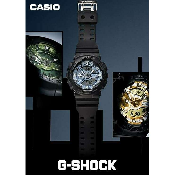 ROOK JAPAN:CASIO G-SHOCK METALLIC COLOR DIAL SERIES BLACK & SAGE GREEN MEN WATCH GA-110CD-1A3JF,JDM Watch,Casio G-Shock